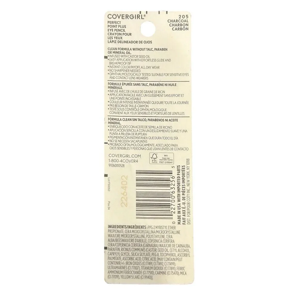 2x CoverGirl Perfect Point Plus Eye Pencil -  205 Charcoal